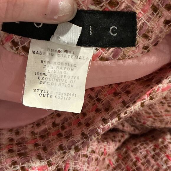 Logic Women’s Academia Career Pink Tweed Plaid Pencil Skirt Set Suit Size 10 - Picture 10 of 13